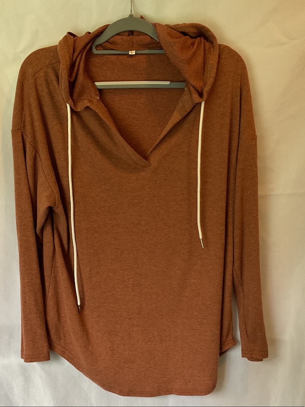 Women's Rust Hooded Long-Sleeve Top